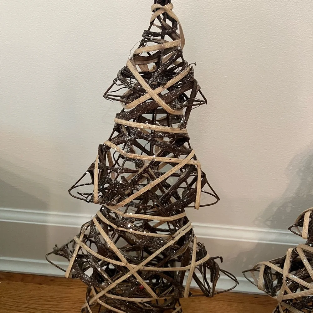 Rustic Holiday Bear with Trees Decor grapevine Christmas